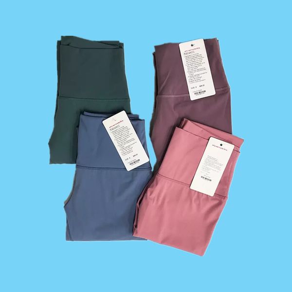 

2021 women yoga pants solid color align waist tank biker bra sports gym legging wear leggings elastic fitness lady out