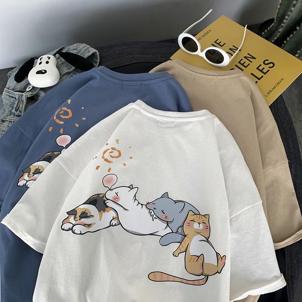 

men's t-shirts short sleeve t-shirt fashion brand summer harajuku bf printing cartoon trend, White;black
