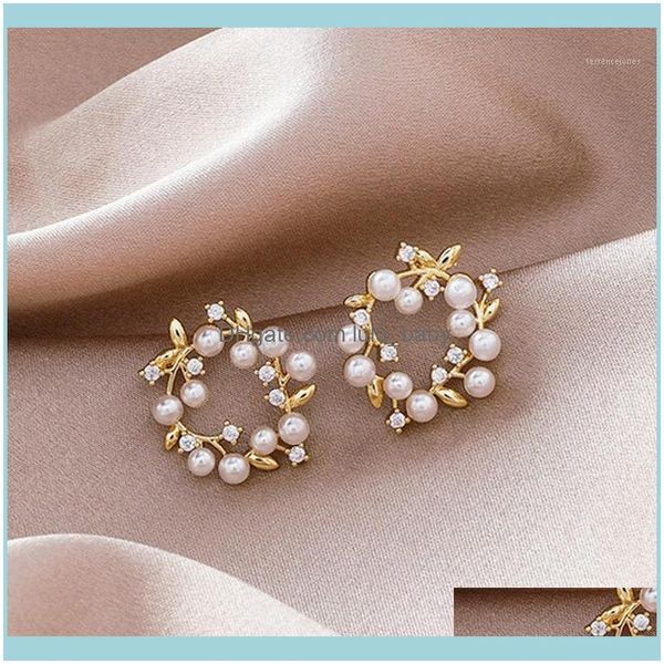 Stud Jewelrystud River Charm Orecchini a bottone da donna Imitazione irregolare Perle Fiore Colore oro Orecchino delicato Gioielli moda femminile 1 paio