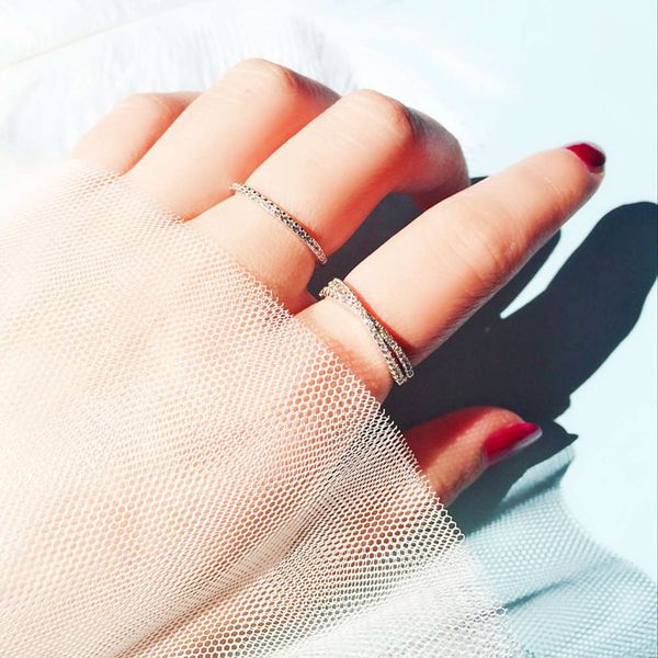 

micro inlaid tail joint s925 silver row diamond single lovers ring, Black