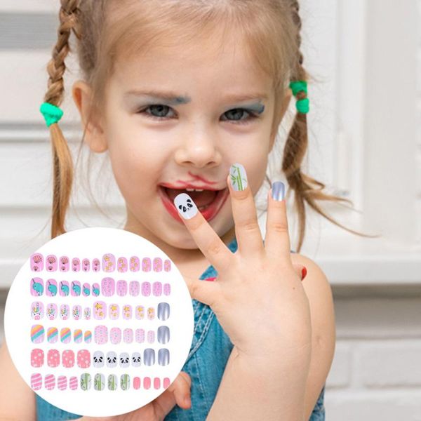 

nail art kits 72pcs detachable fake nails tips decoration for girls children