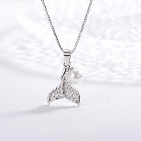 

chains s925 silver mermaid necklace korean jewelry fishtail pearl for women