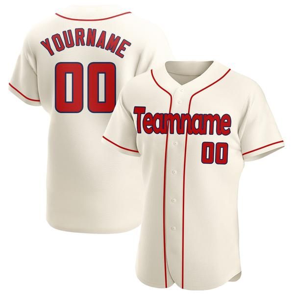 

custom cream red-navy-7 authentic baseball jersey, Blue;black
