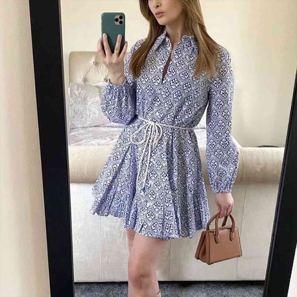 

za spring fashion lapel single womens dresses breasted printing elegant casual chic party street, Black;gray