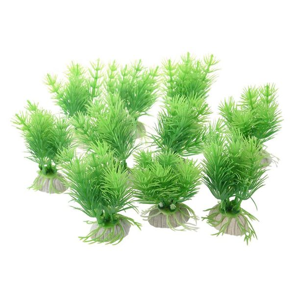 

decorations 10pcs green plastic plants aquarium fish tank decoration ornament