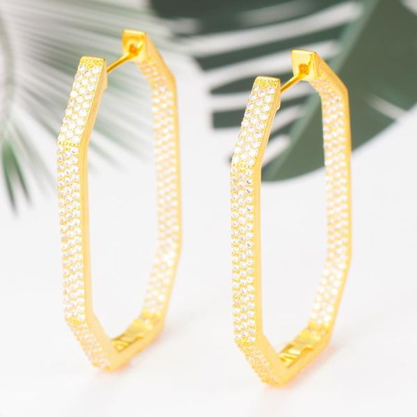 

hoop & huggie kellybola luxury big circle earring for noble women fashion earrings zircon cross bridal wedding jewelry accessories, Golden;silver