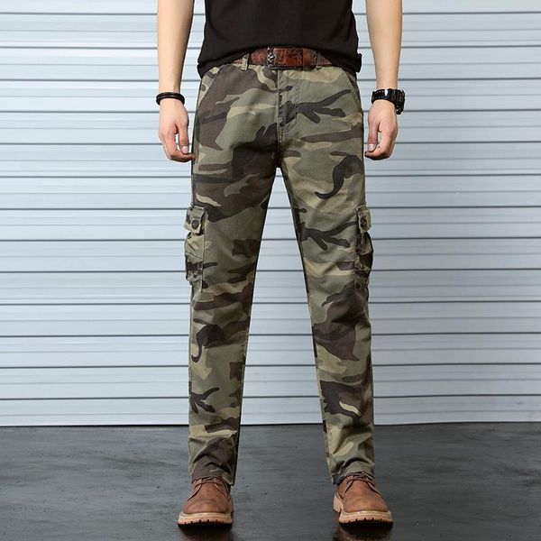 

men's pants overalls training cargo tactical male combat army military many multi-pocket casual trousers plus size, Black