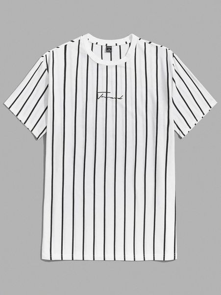 

men letter graphic striped tee r605#, White;black
