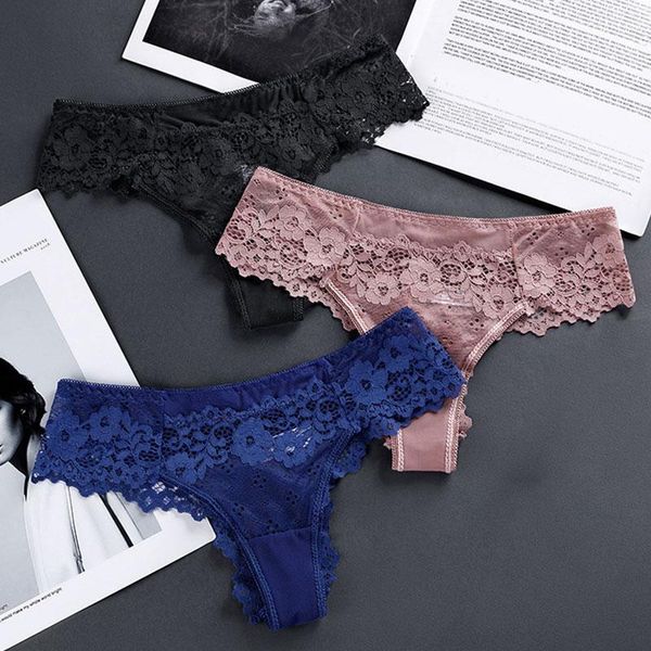 

women's panties transparent low-waist pure color simple g-string briefs fashion european and american seamless lace thong, Black;pink