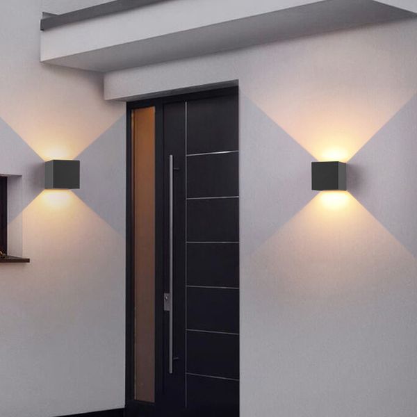 LED waterdichte buitenwandlampen 12W 3000K IP65 mat aluminium Mondern veranda verlichting zwart gemonteerd op en neer moderne veranda's tuinverlichting armatuur binnen crestech