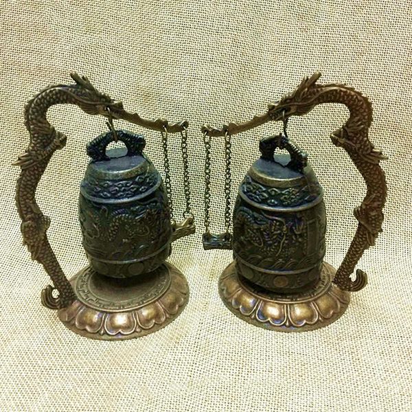 

decorative objects & figurines antique home decoration zinc alloy vintage style bronze lock dragon carved buddhist bell chinese geomantic ar