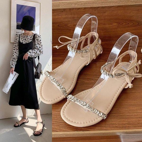 

sandals low woman leather low-heeled pu fabric slides hoof heels rubber sl, Black