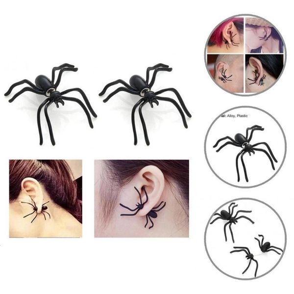 

stud skin-friendly 1pc unique black spider-shaped earring lightweight punk party jewelry, Golden;silver