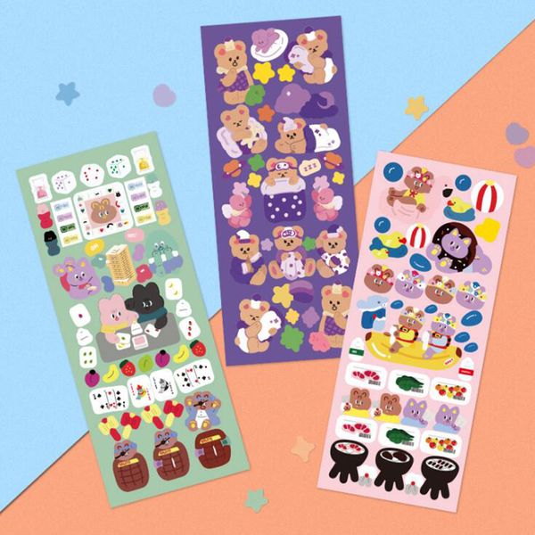 Cute Bear Decor PVC Adesivi impermeabili Decorazione Scrapbooking Stick Label Diary Album Sticker Kawaii Cancelleria coreana