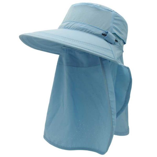 

wide brim hats sun protection hat uv face neck flap man cap casual, Blue;gray