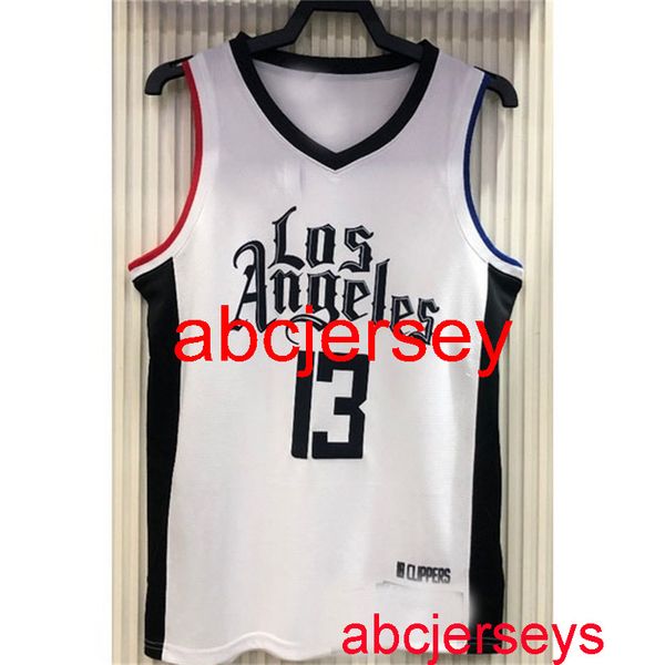 

13# george 2020 white basketball jersey embroidery xs-5xl 6xl, Black