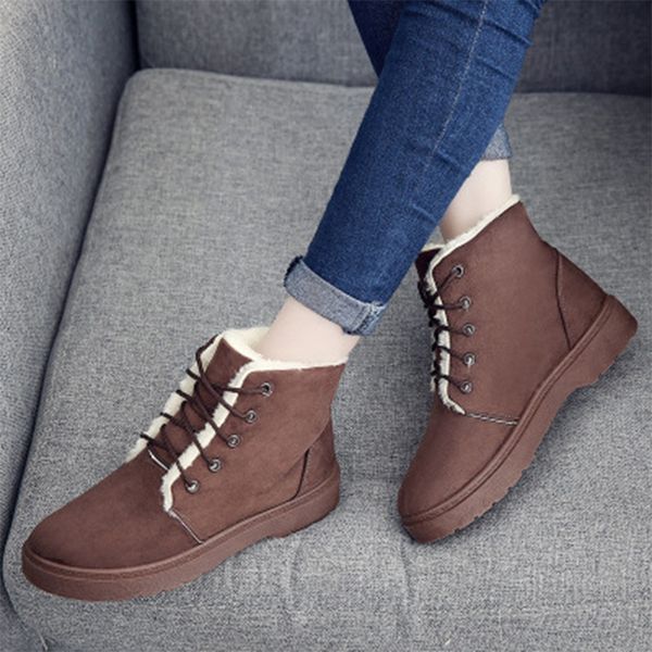 

boots winter women snow shoes women's warm plush short waterproof female fashion footwear ladies comfort ankle c0y0, Black