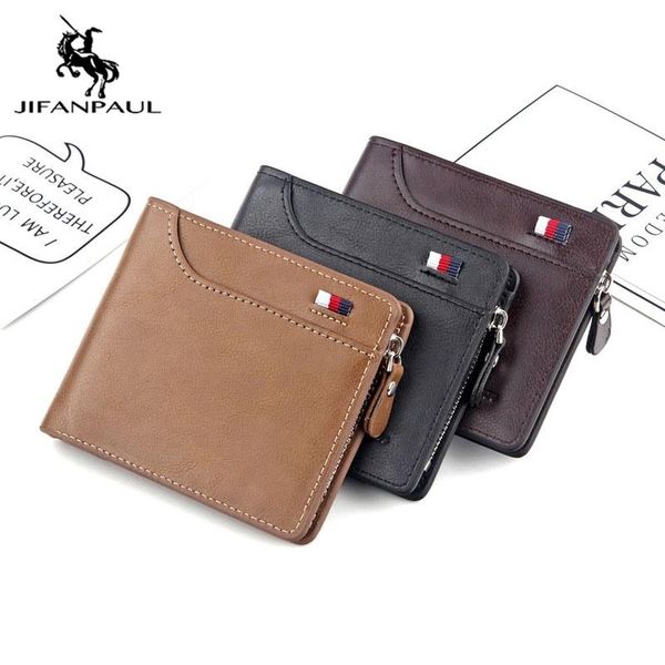 

men's short wallet retro european and american style large capacity buckle wallets, Red;black