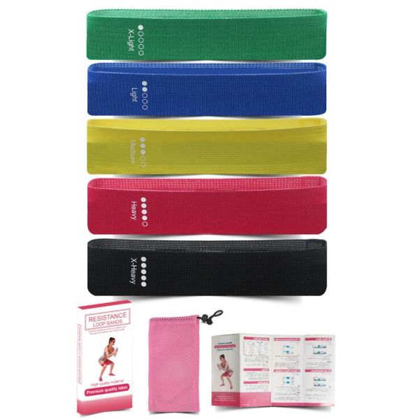 Banda de resistência de malha 5piece / set mulheres yoga ioga exercício exercício loops perna quadril capacete cinzento cinto ginásio exercício longo nylon tênis