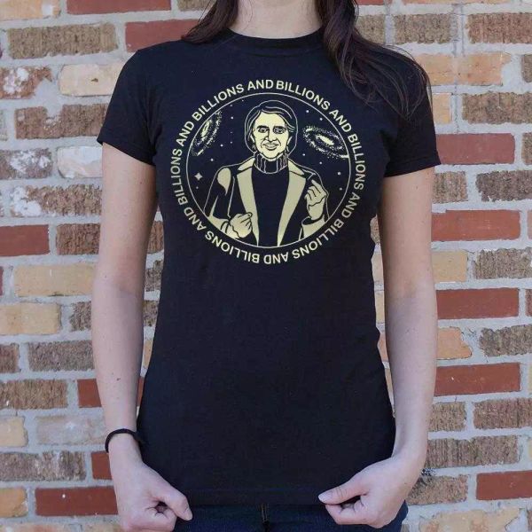 

carl sagan billions and billions t-shirt | women's short sleeve top, White;black