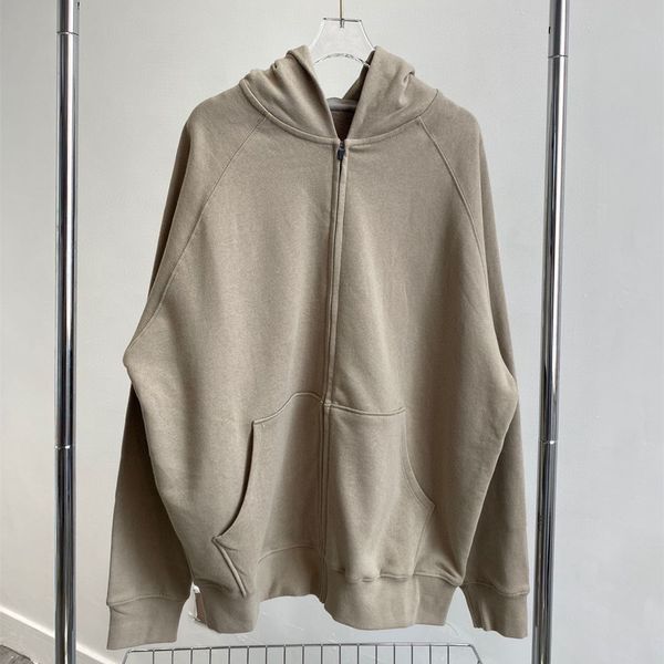 

double thread hooded sweater loose large version high gram heavy couple tide zipper terry coat cardigan, Black