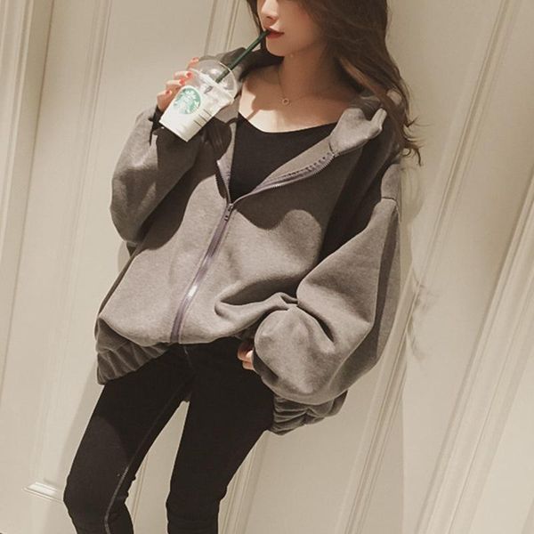 

women's hoodies & sweatshirts autumn and winter plus size hooded velvet jacket 5xl-9xl bust 150cm fashion loose bat sleeve zipper, Black