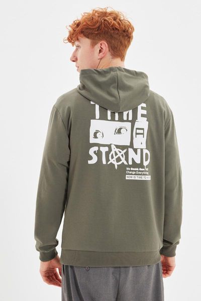

men's hoodies & sweatshirts trendyol men 's regular fit hooded sweatshirt tmnaw22sw0151, Black