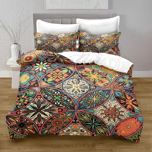 

bedding sets home textiles printed bohemia quilt cover & pillowcase 2/3pcs us/ae/ue full size  set