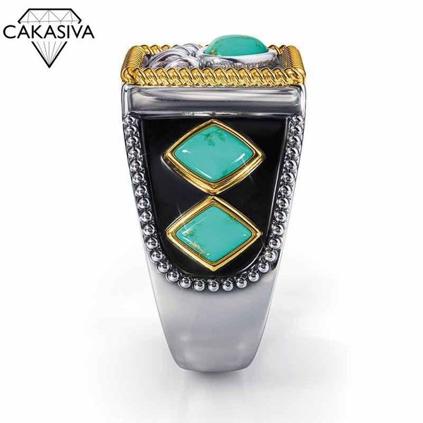 

cluster rings men's vintage 925 silver viking warrior turquoise bear claw ring party gift jewelry wholesale size 8-13, Golden;silver