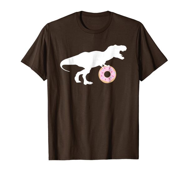

t-rex dinosaur carrying donut shirt funny trendy gift, White;black
