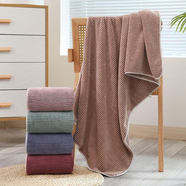 

towel fashion striped soft absorbent microfiber coral fleece bath for men and women 70*140cm tj4571