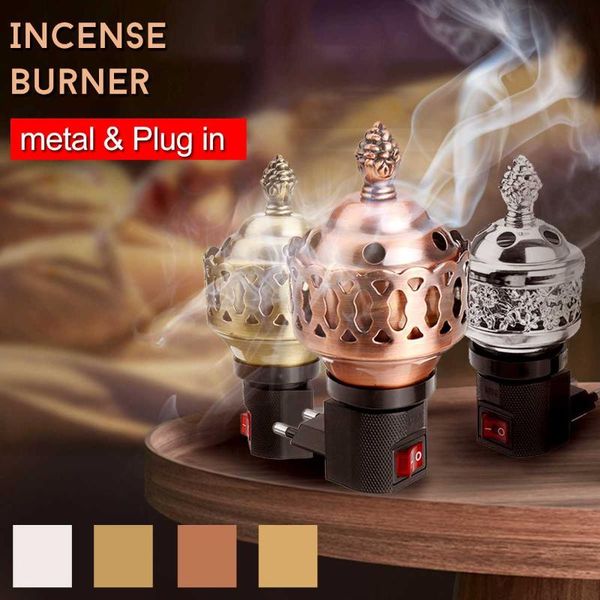 

fragrance lamps wiht uk/eu plug portable mini electric bakhoor burner incense metal burners square pearl