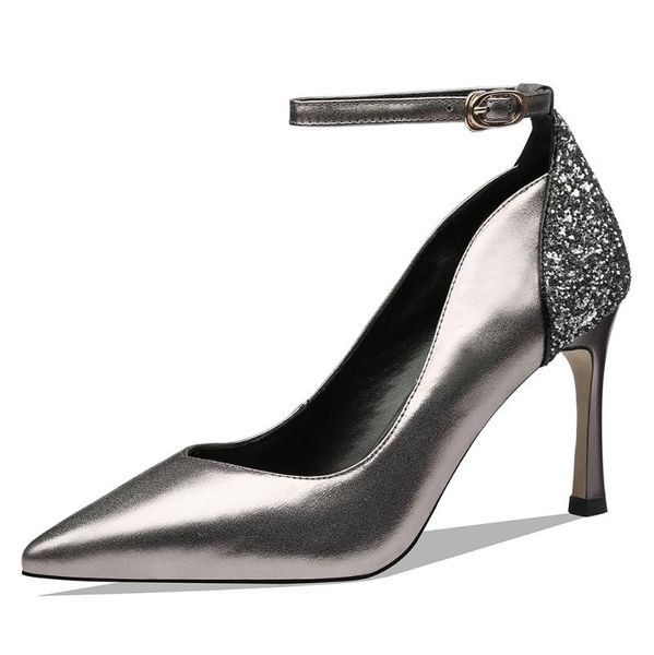 

dress shoes high heels women handmade genuine leather thin woman ankle strap elegant pumps ladie spring/autumn, Black