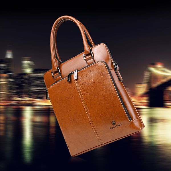 

briefcase men's leather shoulder bag fashion vertical handbag oem gifts