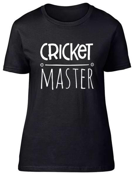 

Cricket Master Fitted Womens Ladies T Shirt, White;black