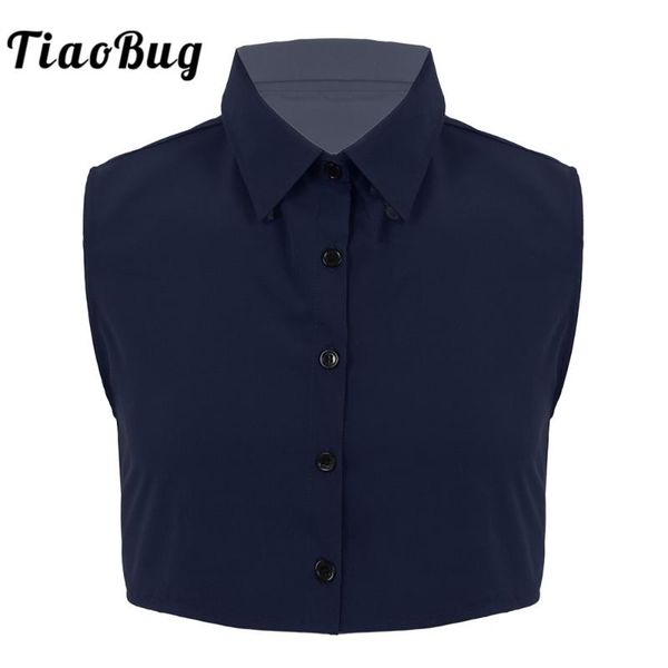 

men's casual shirts summer fashion men turn-down collar decorative detachable shirt fake solid color mini half male crop, White;black