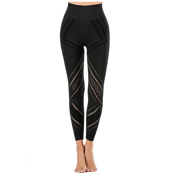 

women's pants & capris jaycosin women elastic hollow out sport fitness push up yoga high waist slim athletic trousers, Black;white
