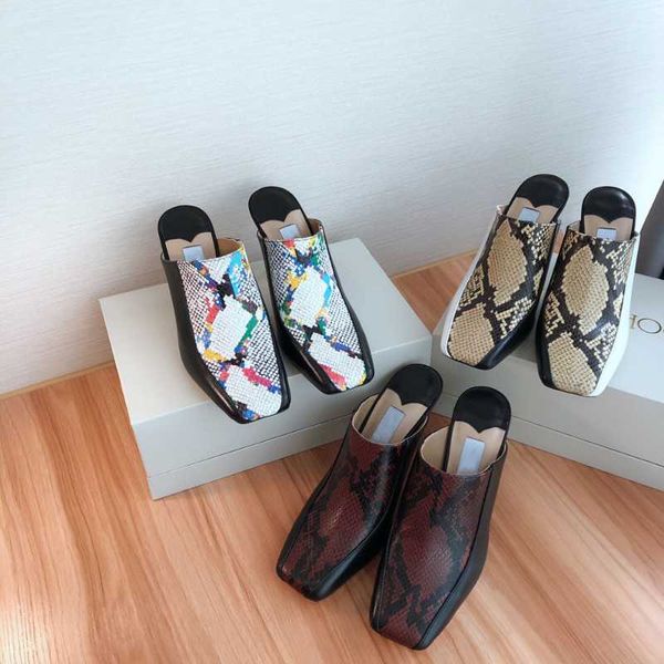 

shoes women spring/autumn casual super high heels slippers genuine leather square toe slides zapatos de mujer, Black