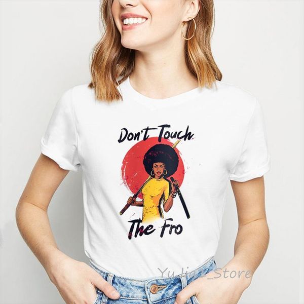

dont touch the fro mens t shirt letter and womens print women melanin black girls magic graphic femme vogue female, White;black