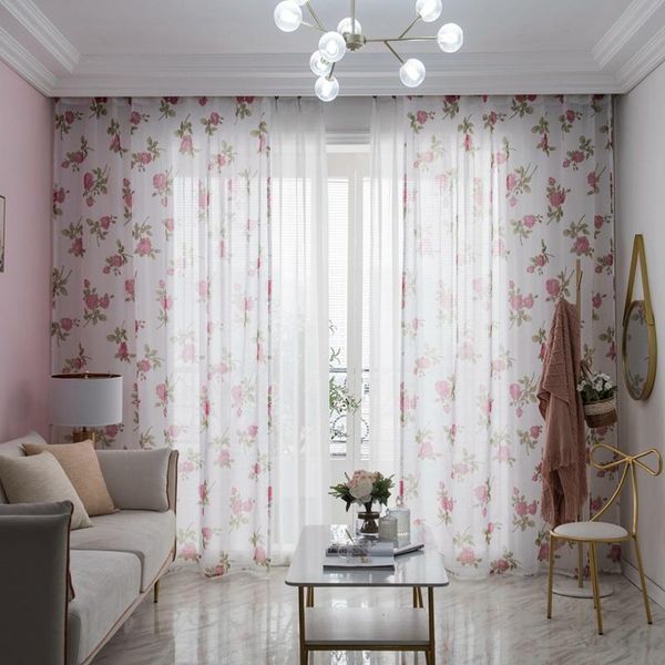 

curtain & drapes floral sheer curtains for living room bedroom kitchen printed tulle door fabric