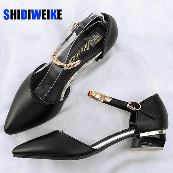 

dress shoes women buckle strap low heels pumps pointed toe pu leather d'orsay for woman ladies single black ab548