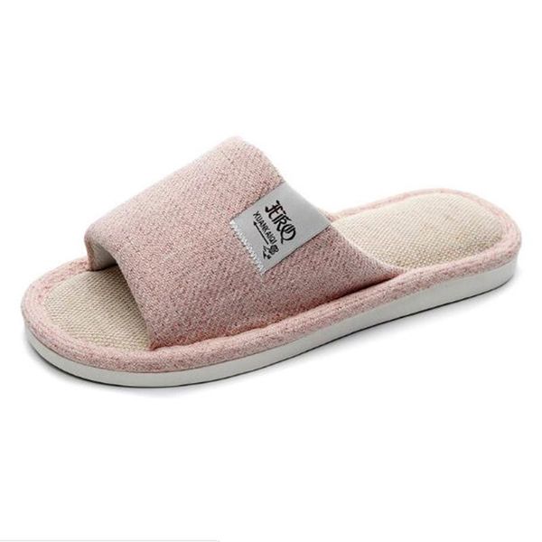 

slippers women straw fabric cotton linen male non-slip soft bottom home thick couple rattan slides eu size 37-45, Black