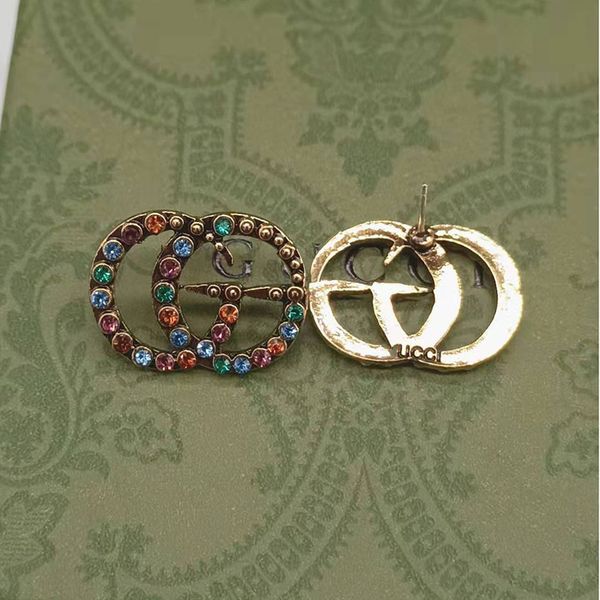

design double women's net red s925 silver needle color earrings new trend small earrings, Golden