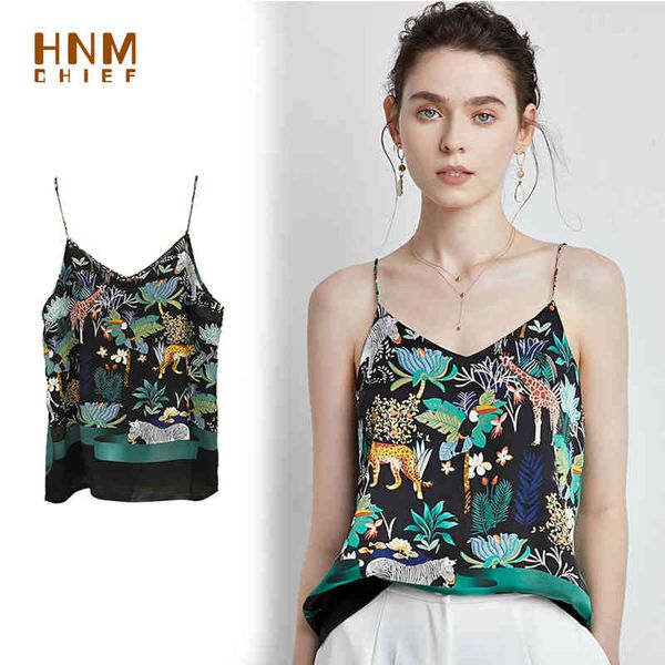 HnMchief Brown Dormir Tops Slim Strappy Tank Top Sleepwear Feminino Jungle Print Silk Vest Casual Mulheres Comfy Camisole Clubwear