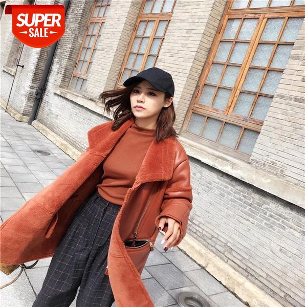 

loose profile faux fur one mid-length lamb coat jacket #av9q, Black