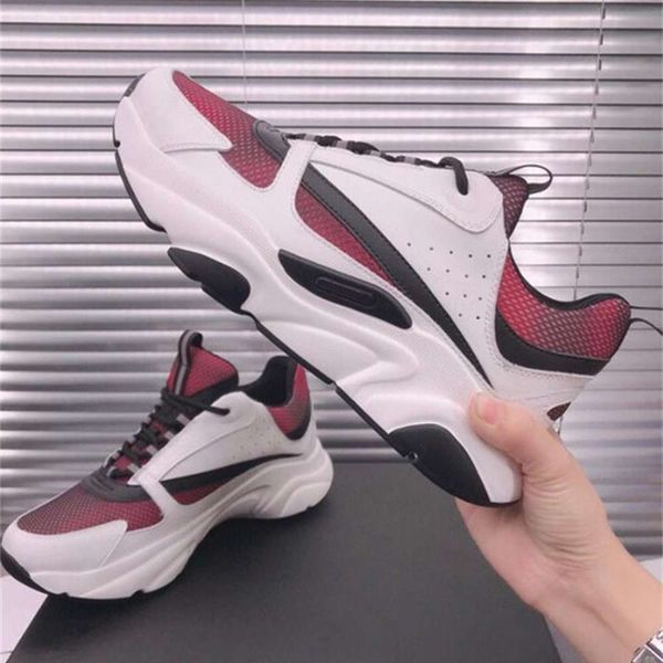 

casual shoes pink 2021 designer b22 sneaker white leather calfskin sneakers technical knit women platform blue grey shoes with box, Black