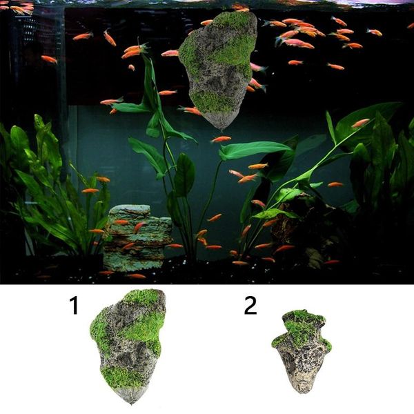 

1pc marine artificial floating pumice moss backgrounds high simulation suspended stone aquarium resin decorations for fish
