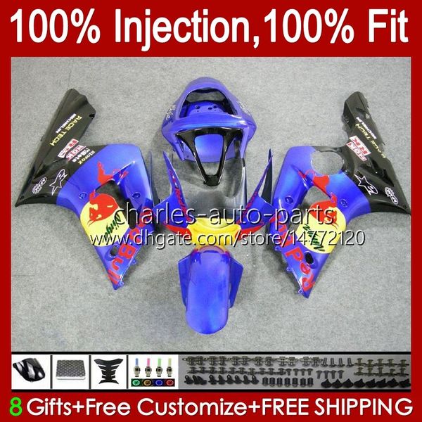 Corpos de Molde de Injeção para Kawasaki Ninja ZX 6R 600 CC 6 R ZX-6R ZX6R 03 04 Bodywork 8No.73 ZX 636 600CC ZX636 03-04 ZX600C ZX600 ZX-636 2003 2004 OEM Fairing Kit amarelo azul