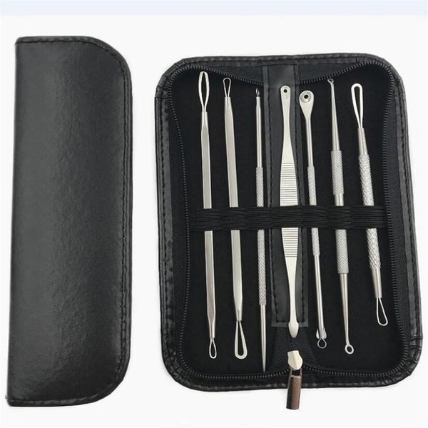 

eyebrow tools & stencils 7pcs/set blackhead comedone acne pimple remover tool spoon for face skin care needles facial pore cleaner
