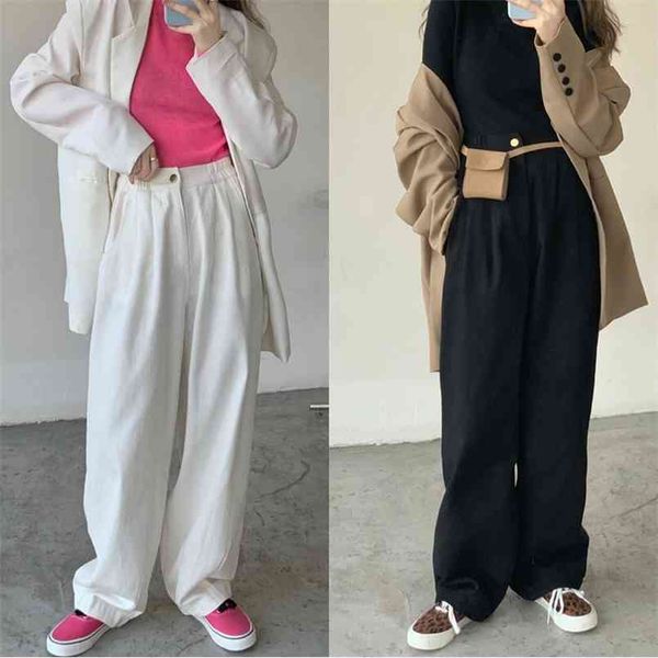

girls spring women suits long sleeves pants womens two piece sell separately oversize 210423, White